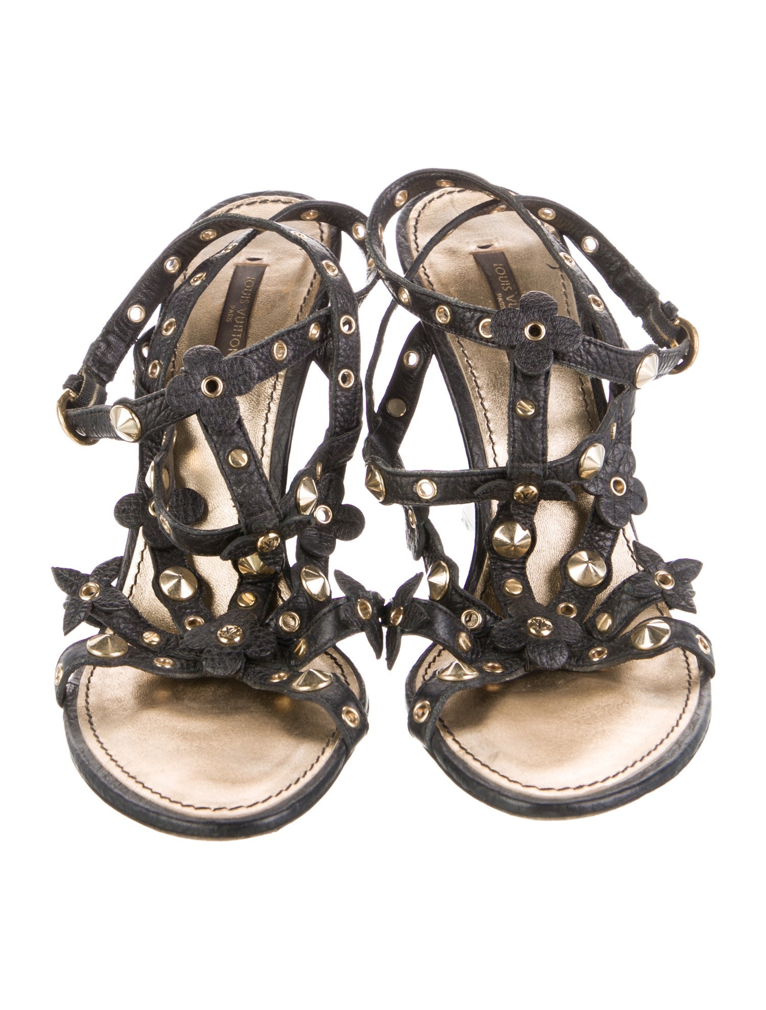 Louis Vuitton Leather Polka Dot Print Gladiator Sandals